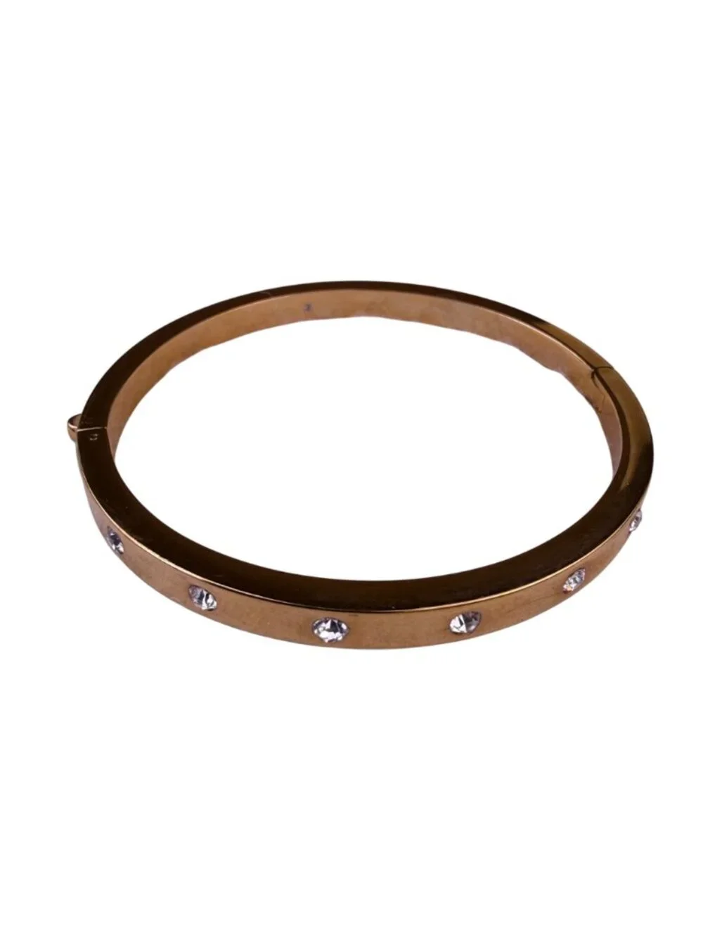 Kate Spade Womens Rose Gold Tone Metal Hinged Bangle Bracelet With Inset Stones - Picture 3 of 7